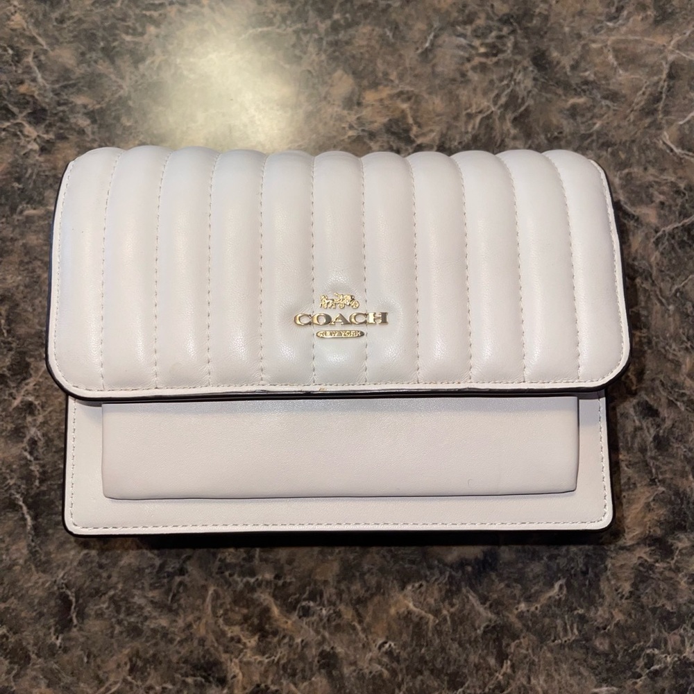 Coach Foldover Crossbody bag with Linear Quilting